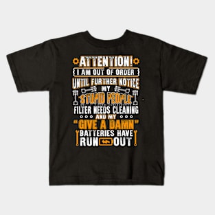 Mechanic Attention Kids T-Shirt